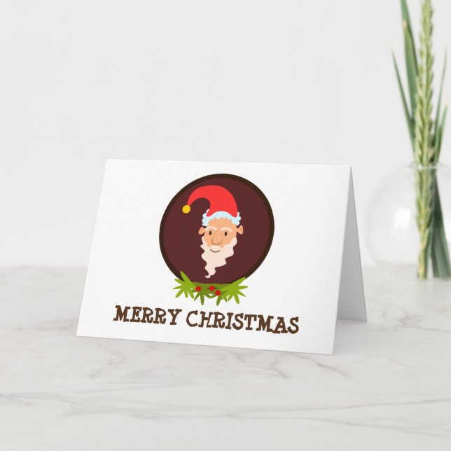 Festiva Tarjeta de saludo de Navidades Elf Portrait (Anverso)