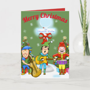 Festiva Tarjeta de saludo de Navidades Elves, músico