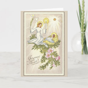 Festiva Tarjeta de saludo de Navidades franceses religioso