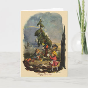 Festiva Tarjeta de saludo de Navidades italianos de época