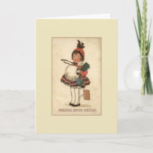 Festiva Tarjeta de saludo de Navidades letones de época