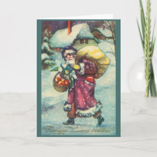 Festiva Tarjeta de saludo de Navidades letones de época