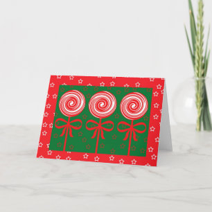 Festiva tarjeta de saludo de navidades lollipops