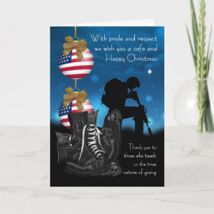Festiva Tarjeta de saludo de Navidades militares con orgul