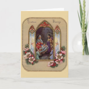 Festiva Tarjeta de saludo de Navidades religiosos de época
