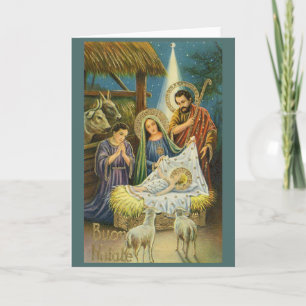 Festiva Tarjeta de saludo de Navidades religiosos italiano
