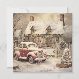 Festiva Tarjeta de saludo de Navidades Shabby Chic