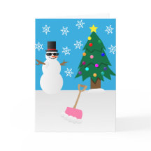 Tarjeta de saludo de Navidades Snowman, escarcha
