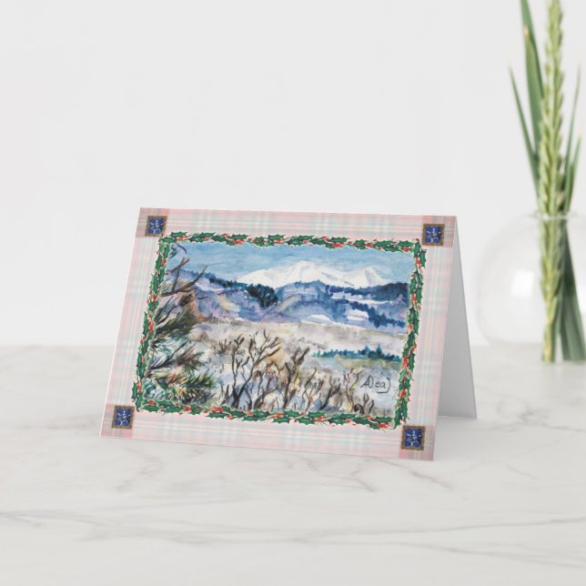 Festiva Tarjeta de saludo de Navidades Snowy Colorado (Anverso)