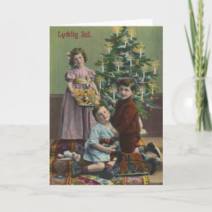 Festiva Tarjeta de saludo de Navidades suecos de época