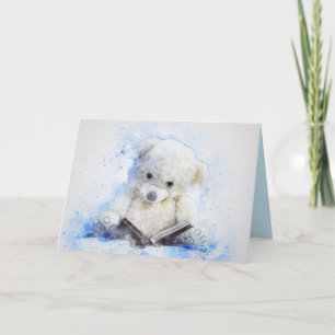 Festiva tarjeta de saludo de oso de peluche