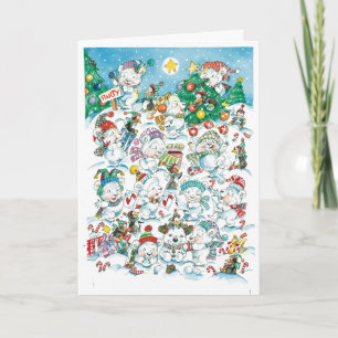 Festiva Tarjeta de saludo de Osos Polares y Pingüinos fies