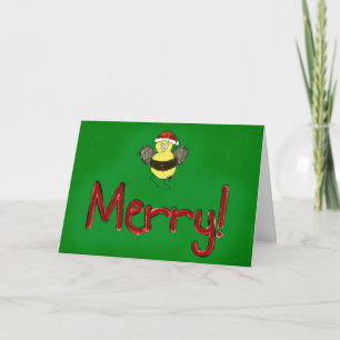 Festiva Tarjeta de saludo de papel de merry Christmas Bee