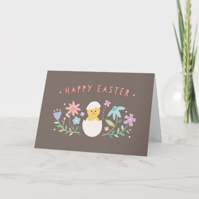 Festiva Tarjeta de saludo de Pascua con Hate - Chocolate (Anverso)