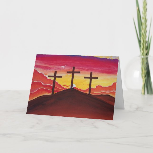 Festiva Tarjeta de saludo de Pascua cruza el arte Jesús de (Anverso)