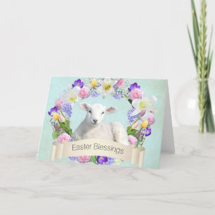 Festiva Tarjeta de saludo de Pascua de Cordero Pequeño