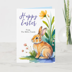 Festiva Tarjeta de saludo de Pascua de primavera de coneji