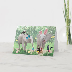 Festiva Tarjeta de saludo de Pascua para Elefantes