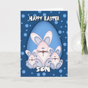 Festiva Tarjeta de saludo de Pascua Son con conejos cortos