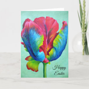 Festiva Tarjeta de saludo de Pascua - Tulipán arcoiris