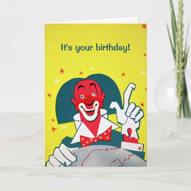 Festiva Tarjeta de saludo de Payaso Rojo personalizable (Anverso)