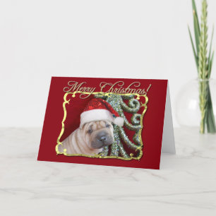 Festiva Tarjeta de saludo de perrito de maría shar pei de 