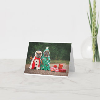 Festiva tarjeta de saludo de perro de Navidades lindos y d
