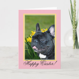 Festiva Tarjeta de saludo de perro de Pascua de Bulldog fr