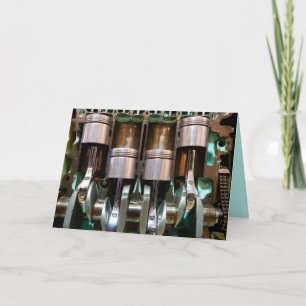 Festiva tarjeta de saludo de pistones del motor del automó