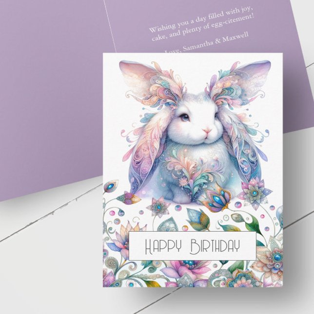 Festiva Tarjeta De Saludo De Primavera Cuta Para Cumpleaño (Spring bunny birthday cards)