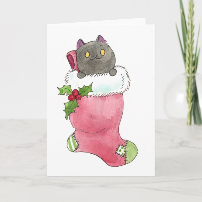 Festiva Tarjeta de saludo de Puck Stocking (Anverso)