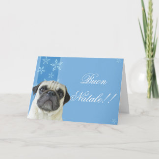 Festiva Tarjeta de saludo de pug de Buon Natale