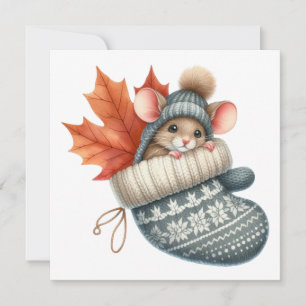 Festiva Tarjeta de saludo de ratón de otoño