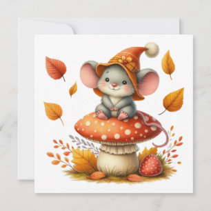 Festiva Tarjeta de saludo de ratón de otoño