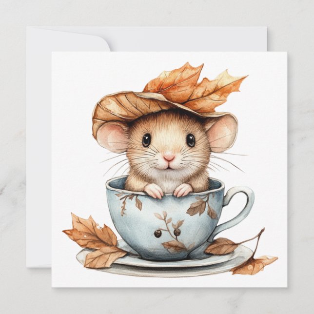 Festiva Tarjeta de saludo de ratón de otoño (Anverso)
