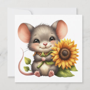 Festiva Tarjeta de saludo de ratón de otoño