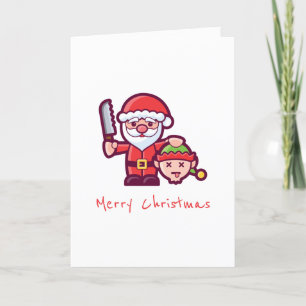 Festiva Tarjeta de saludo de Santa y duende