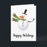 Festiva Tarjeta de saludo de Snowman con la garganta de la<br><div class="desc">El Sr. Snowman está saludando esta temporada de vacaciones. Es perfecto con su nariz de zanahoria,  sombrero top y pañuelo verde rayado rojo. ¡Todos aman a los hombres de nieve! Navidades Imagen vectorial Icons licencia extendida de Fotolia.com - © ladiseno - Fotolia.com.</div>