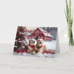 Festiva Tarjeta de saludo de temporada Golden Retriever