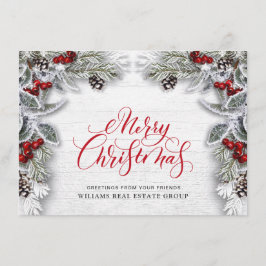 Festiva Tarjeta de saludo de vacaciones corporativa Holly 