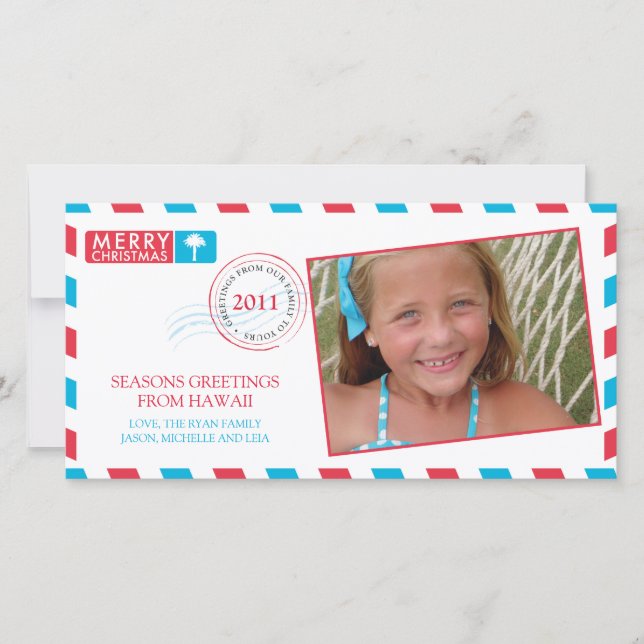 Festiva Tarjeta de saludo de vacaciones de Airmail Tropica (Anverso)