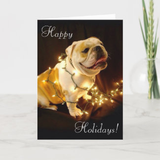 Festiva Tarjeta de saludo de vacaciones en bulldog inglés