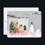 Festiva Tarjeta de saludo de vacaciones Winter Snowman<br><div class="desc">Esta tarjeta de saludo de invierno para las vacaciones de snowman es la manera perfecta de mostrar las fotos familiares de sus navidades esta temporada de vacaciones. Felices fiestas!</div>