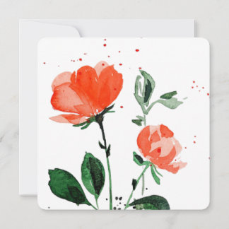 Festiva Tarjeta de saludo de Watercolor Vermilliones Rosas
