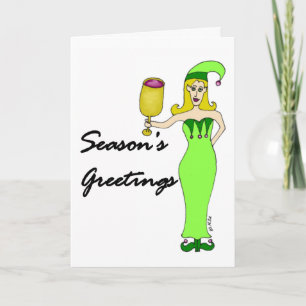 Festiva Tarjeta de saludo de Wine Elf Season