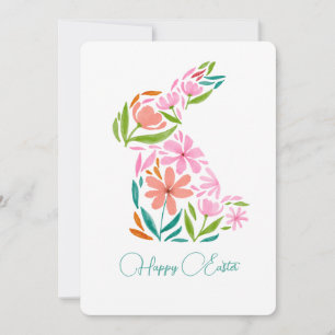 Festiva Tarjeta de saludo del conejo floral de cuevas acuá