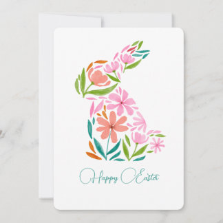 Festiva Tarjeta de saludo del conejo floral de cuevas acuá
