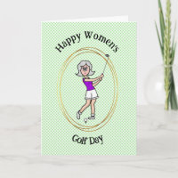 Tarjeta de saludo del Día del Golf de la Mujer Gri
