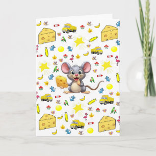 Festiva Tarjeta de saludo del queso amarillo del ratón est
