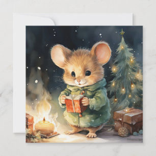 Festiva Tarjeta de saludo del ratón para navidades